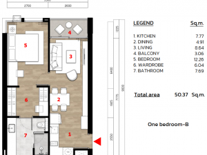 Layout 1Bed B 50sqm